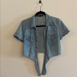 Forever 21 Light Blue Denim Crop Top